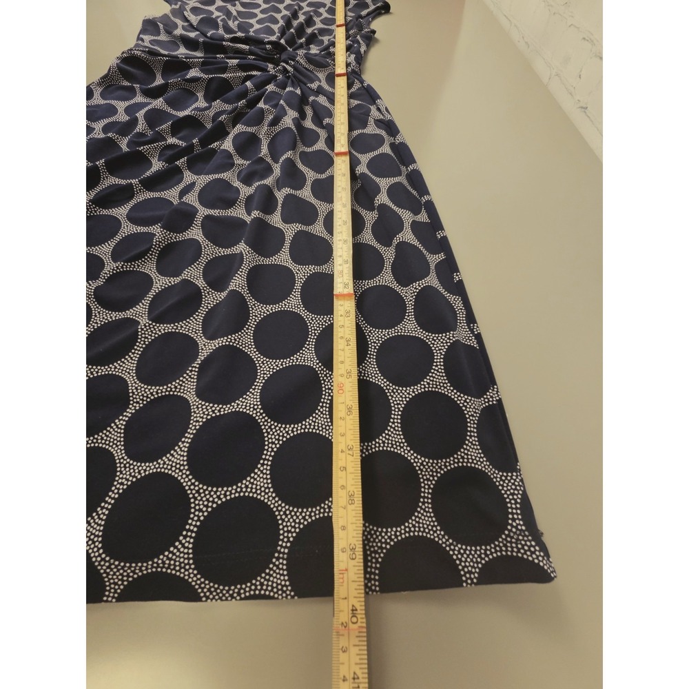 Lauren Ralph Lauren Navy Blue & White Print Dress Sz 12 Lined - Picture 9 of 10